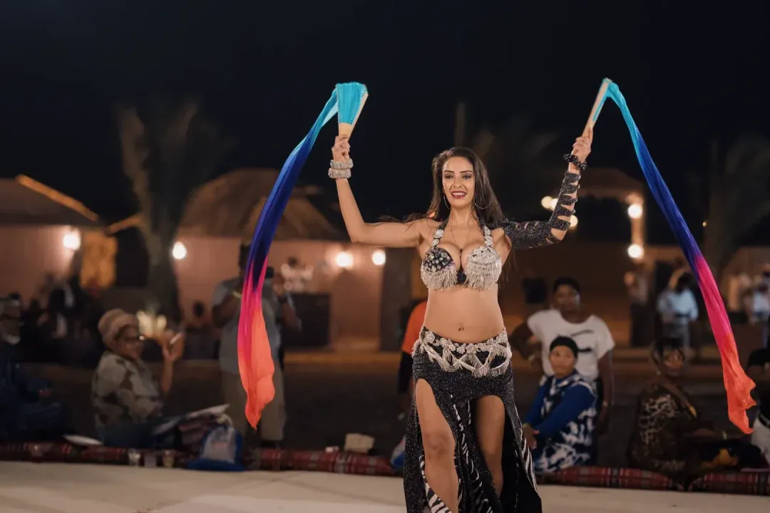 Belly dance performance at a Bedouin desert safari camp in Dubai