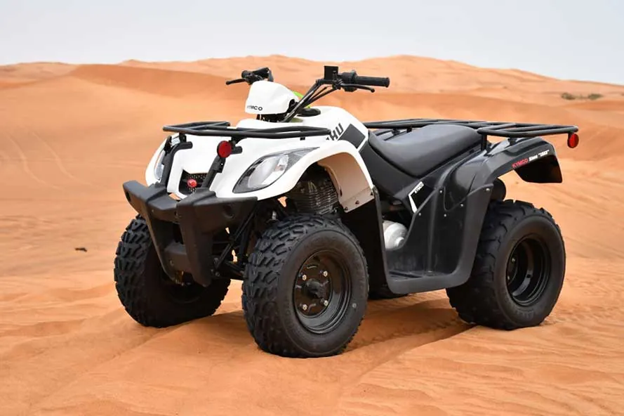 Double seat quad bike ready for a red dune ride in Dubai
